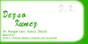 dezso kuncz business card